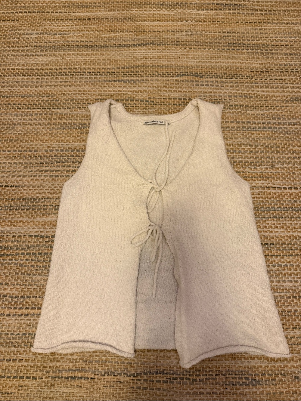 Abercrombie & Fitch Cream Tie-Front Knit Tank